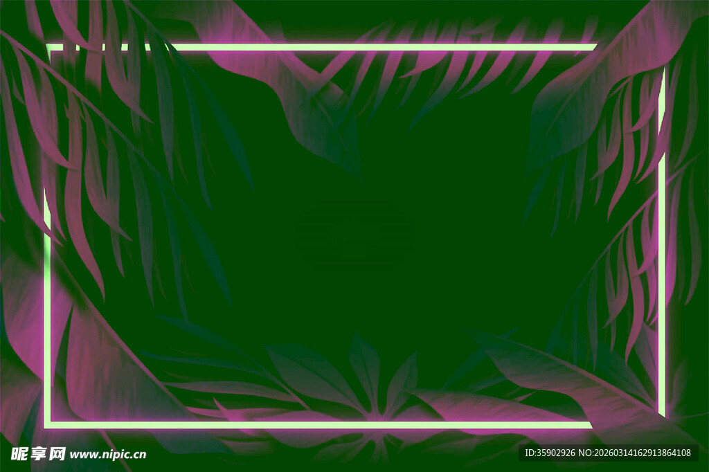 霓虹边框下的抽象绿色背景