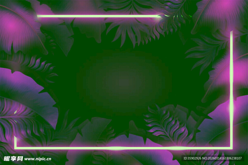 绿色热带植物边框背景图