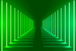绿色霓虹灯光隧道空间