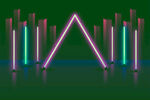 霓虹三角与柱状灯光效果