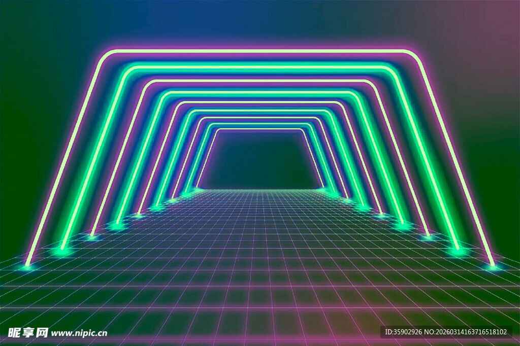 霓虹隧道炫彩科幻空间