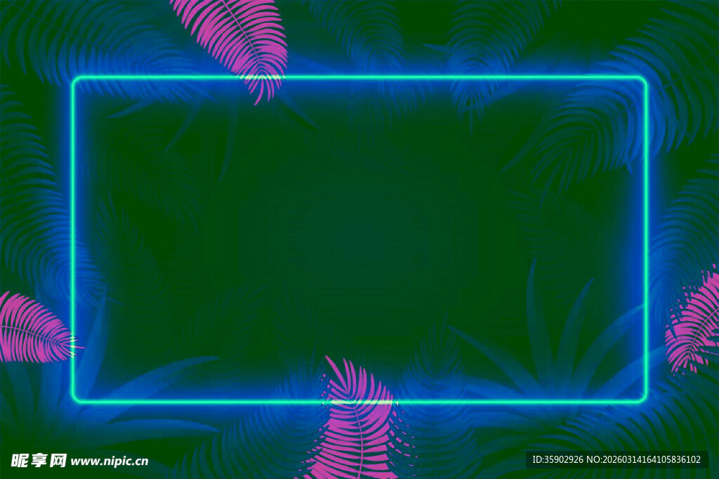 霓虹边框下的梦幻绿植空间