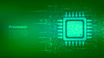 绿色背景下的高科技芯片
