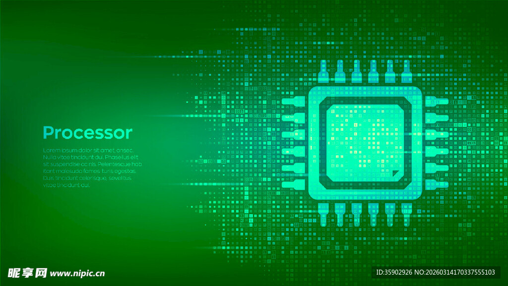 绿色背景下的高科技芯片
