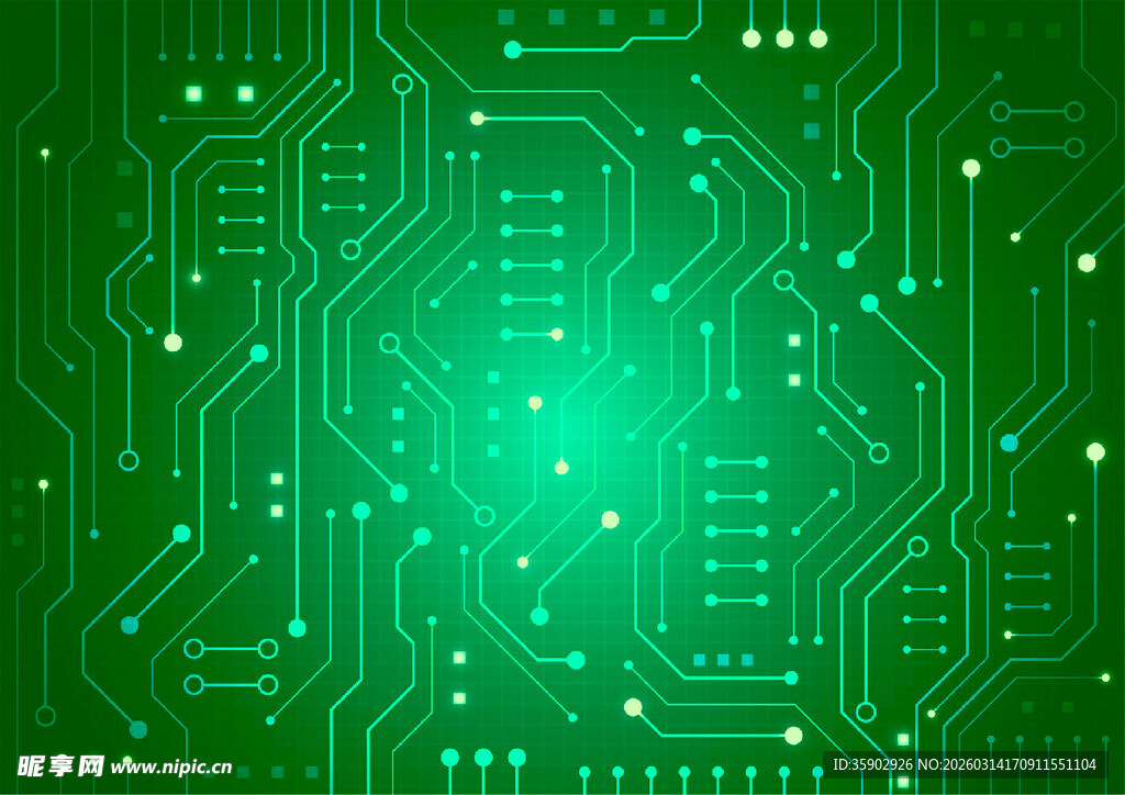 绿色电路板科技背景图