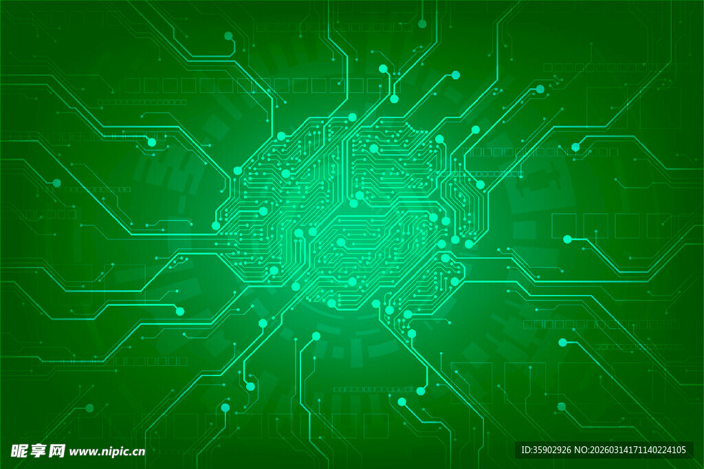 绿色神经细胞抽象背景图