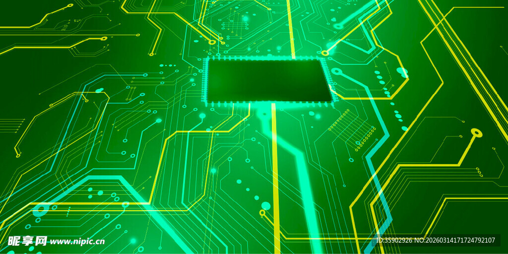科技感绿色电路背景图案