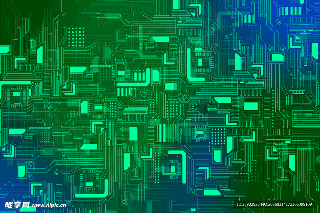 科技感绿色数字矩阵背景