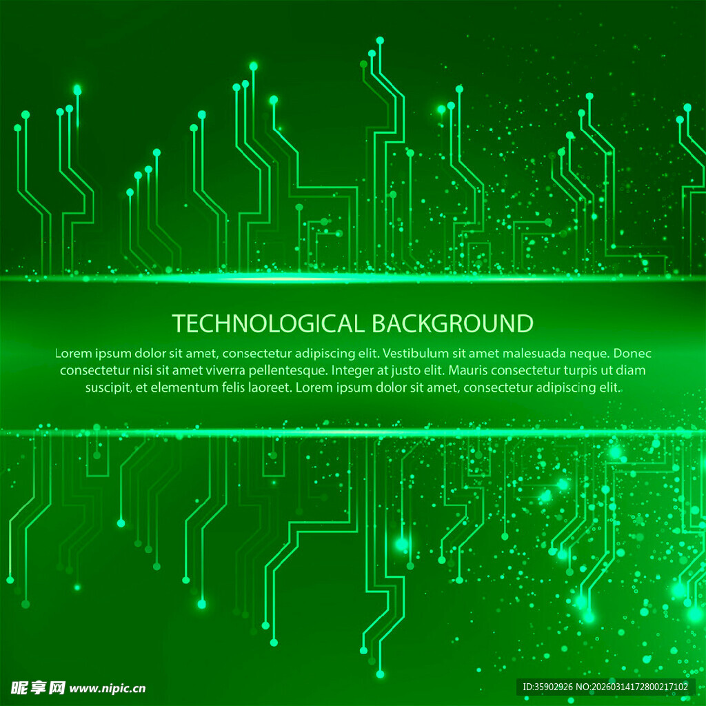科技感绿色电路板背景图