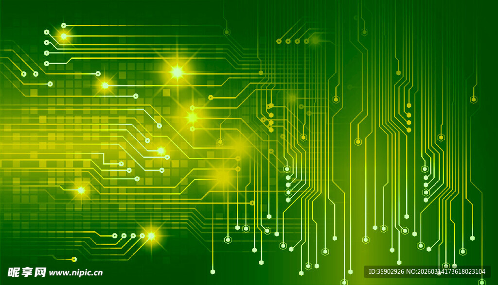科技感绿色电路背景图