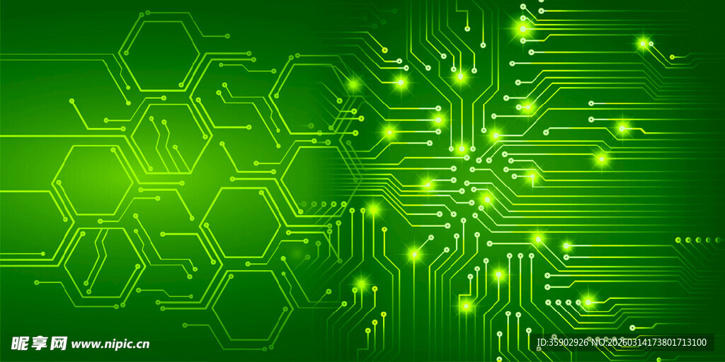 绿色科技风电路板背景图