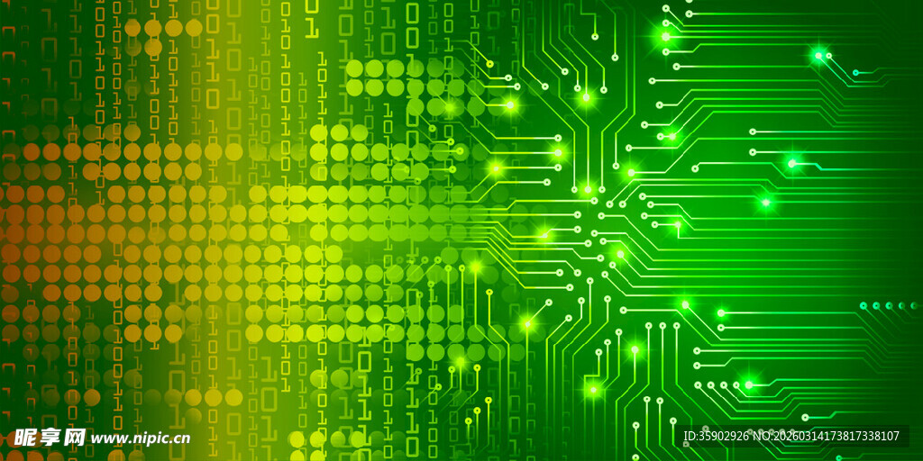 炫彩科技感绿色数字背景图