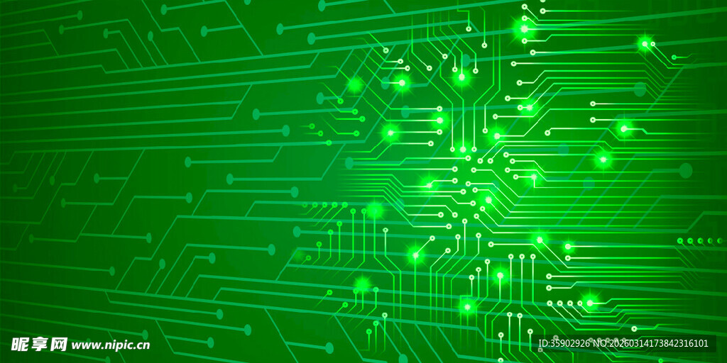 绿色科技感电路板效果图