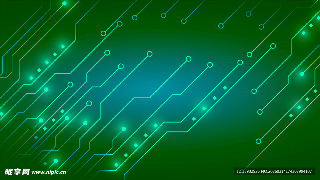科技感绿色电路板背景