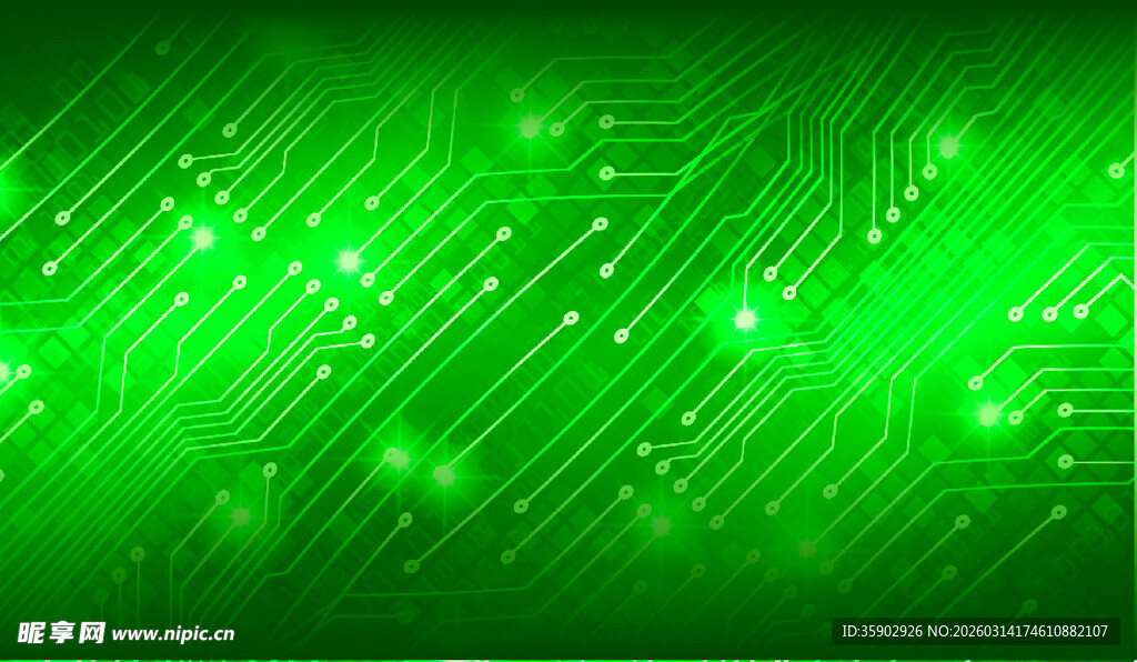 绿色科技感电路板背景图