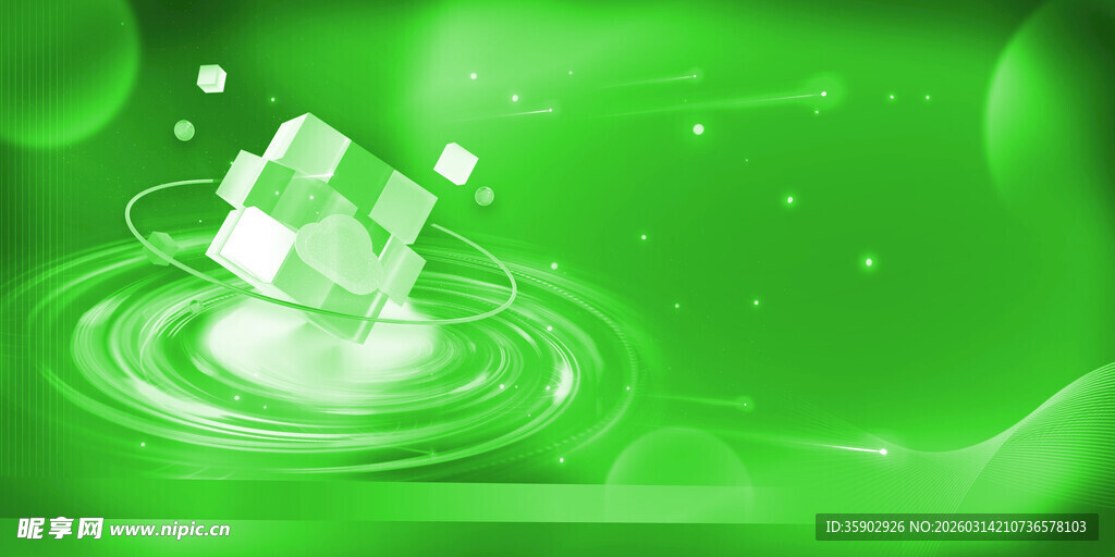 绿色水滴冰块水波画面