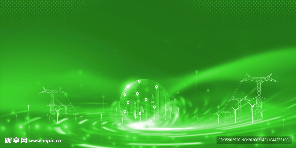 梦幻绿色科技感背景画面
