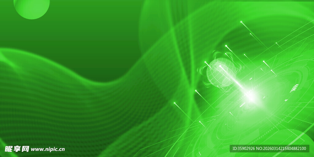 绿色动感线条科技背景图
