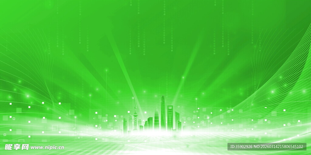 绿色梦幻光芒背景图