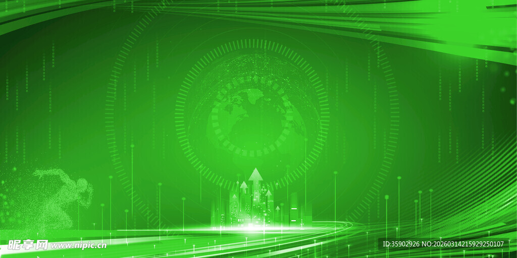 神秘绿光中的奇幻景象