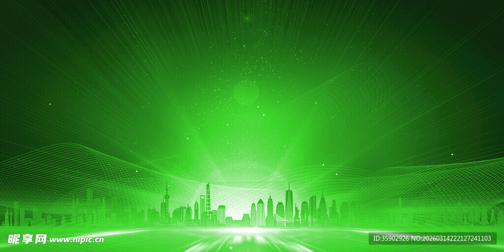 绿色光芒背景特效