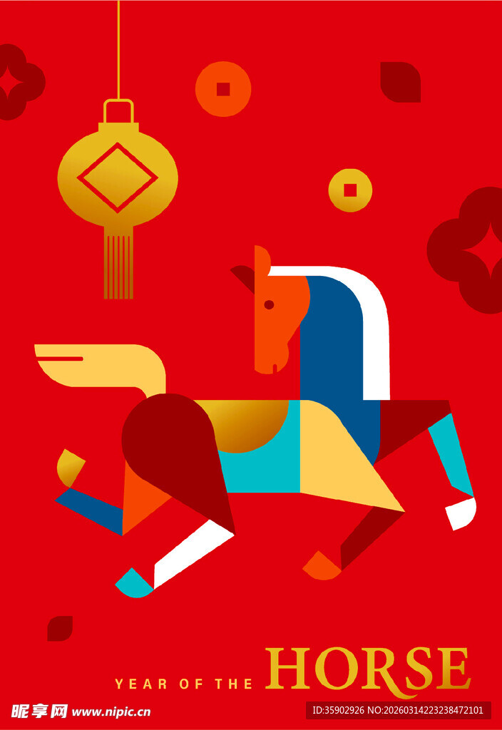 红色背景上的创意马形象