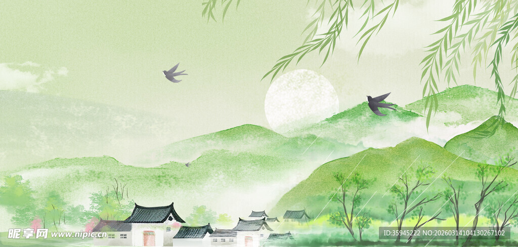 水墨江南山水景