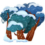 冬日雪景中的树木