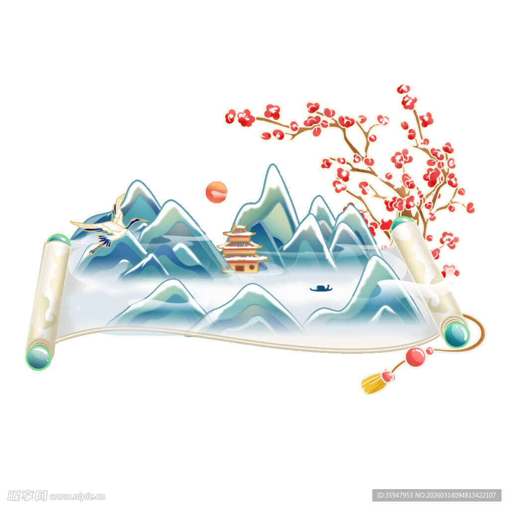 中式山水立体纸艺景观