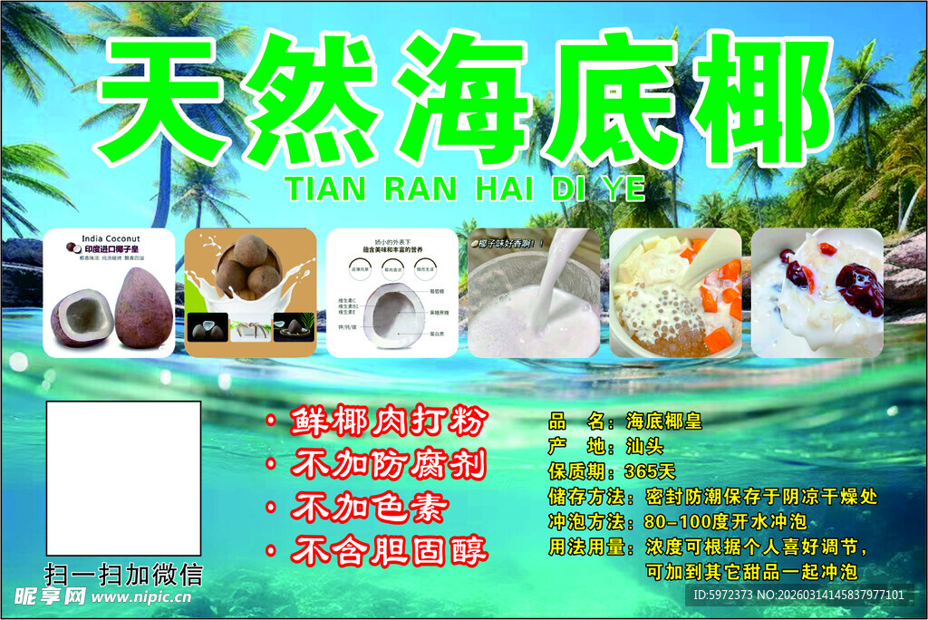 天然海底椰产品宣传海报