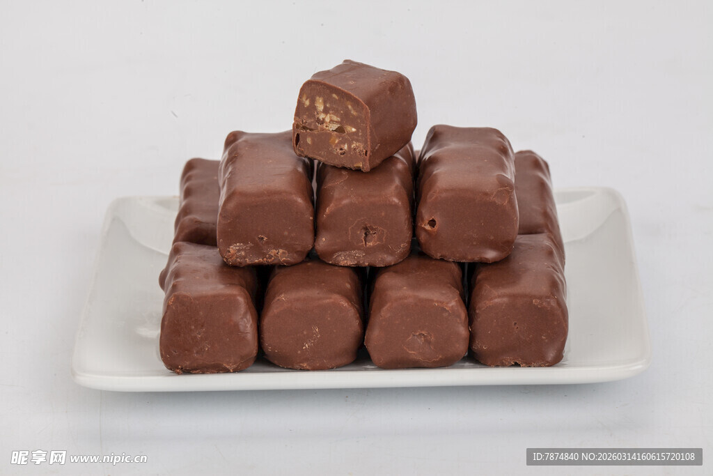 堆叠的美味巧克力块