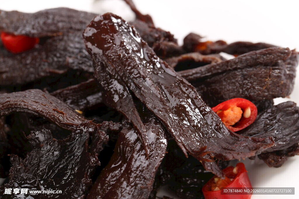 香辣牛肉干特写