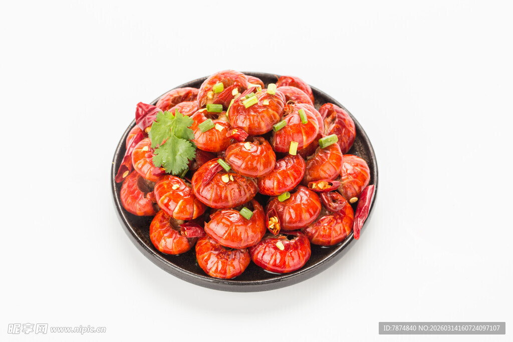 一盘诱人的麻辣小龙虾