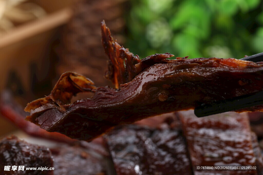 美味风干牛肉干特写