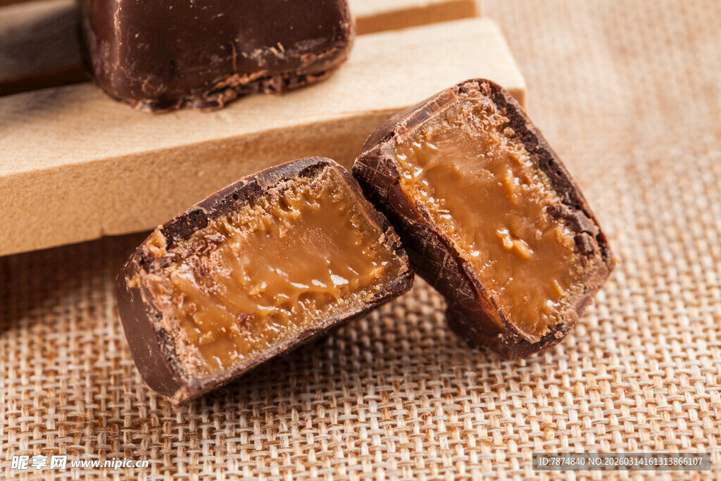 巧克力夹心糖果特写