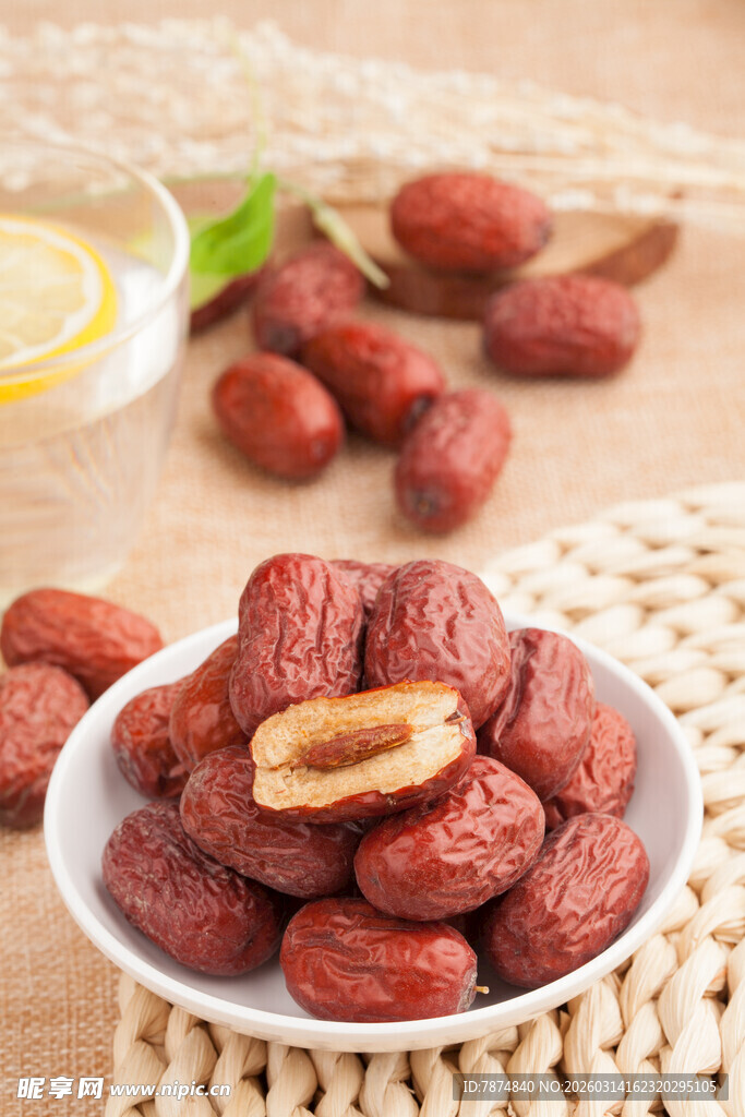 一盘美味红枣 色泽诱人