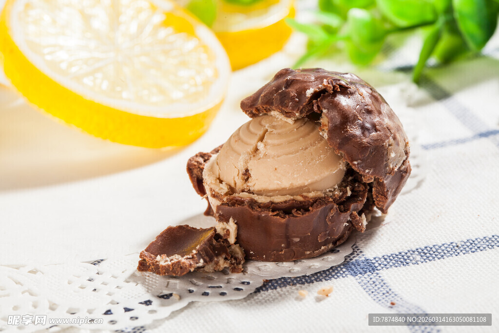 美味巧克力冰淇淋特写