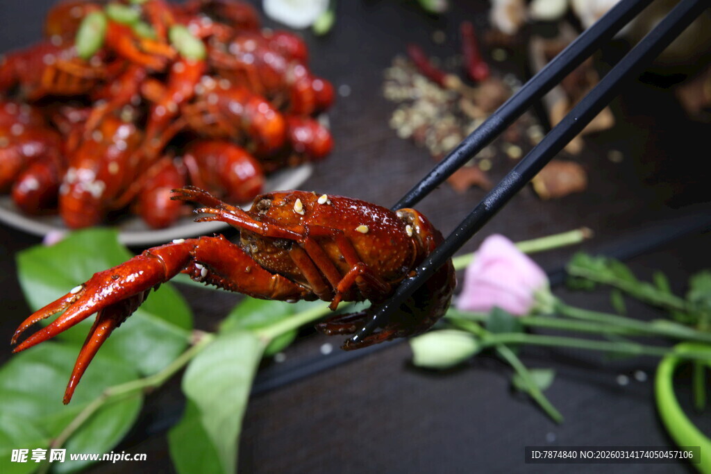 美味小龙虾特写