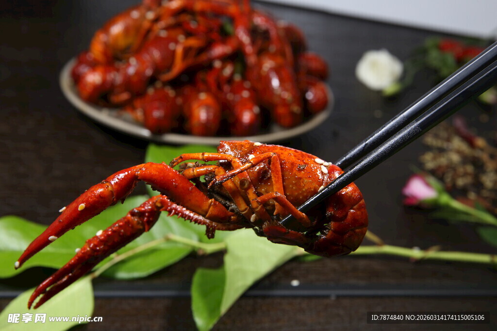 美味小龙虾特写