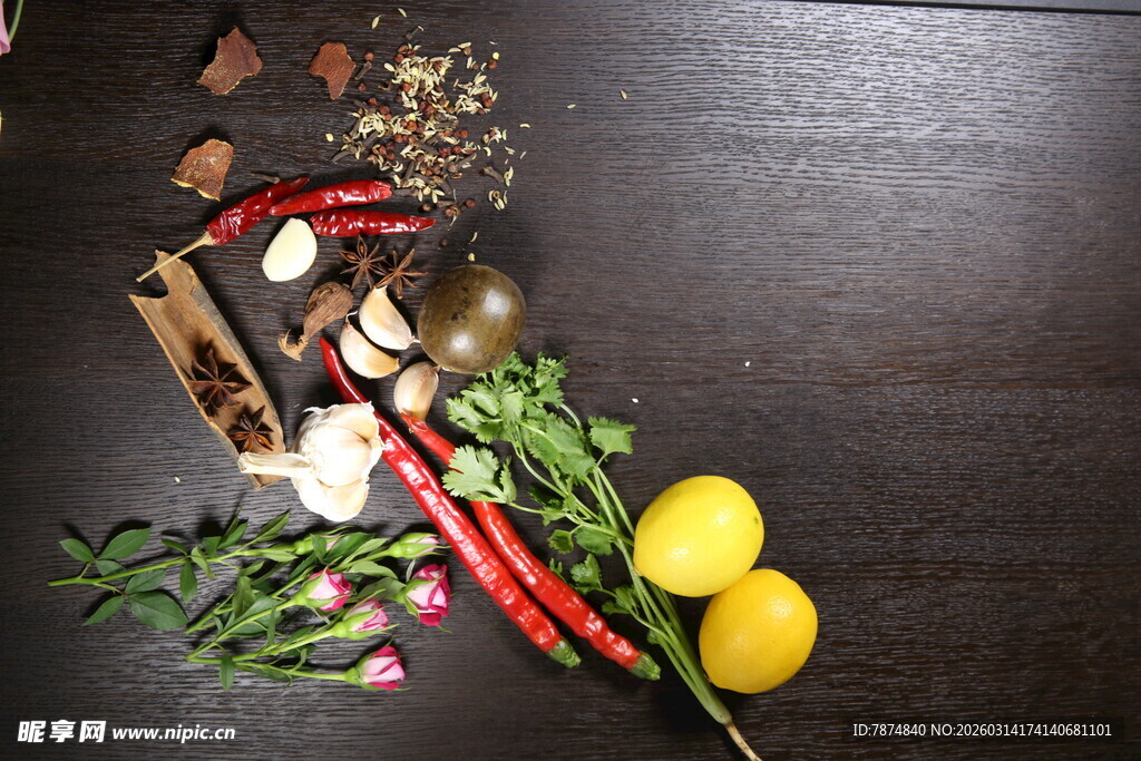 新鲜多样的厨房食材组合