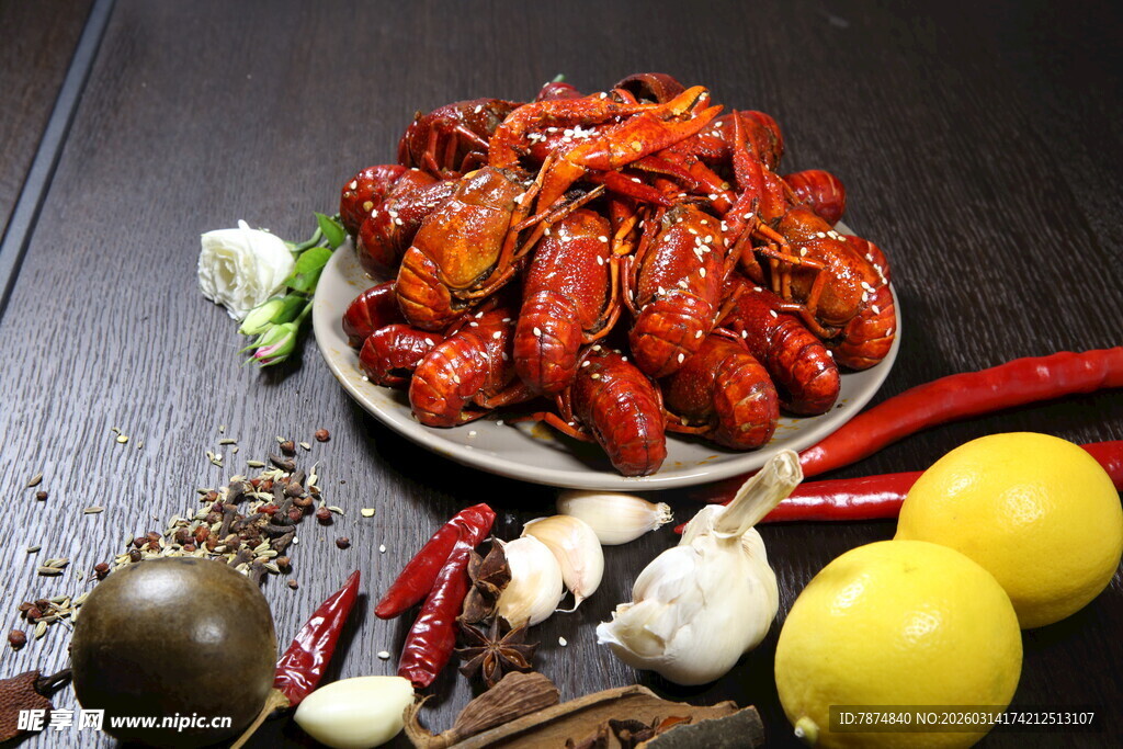 美味小龙虾摆拍特写