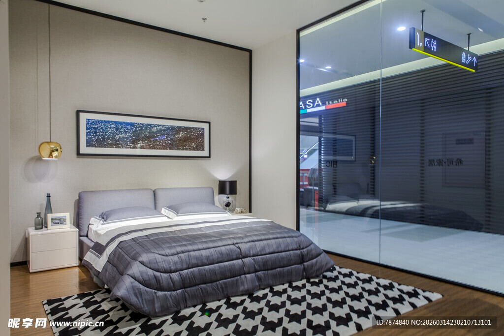 现代简约风卧室全景