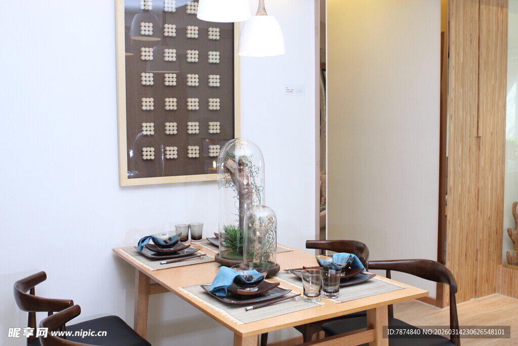 中式茶室雅致桌椅茶具陈设