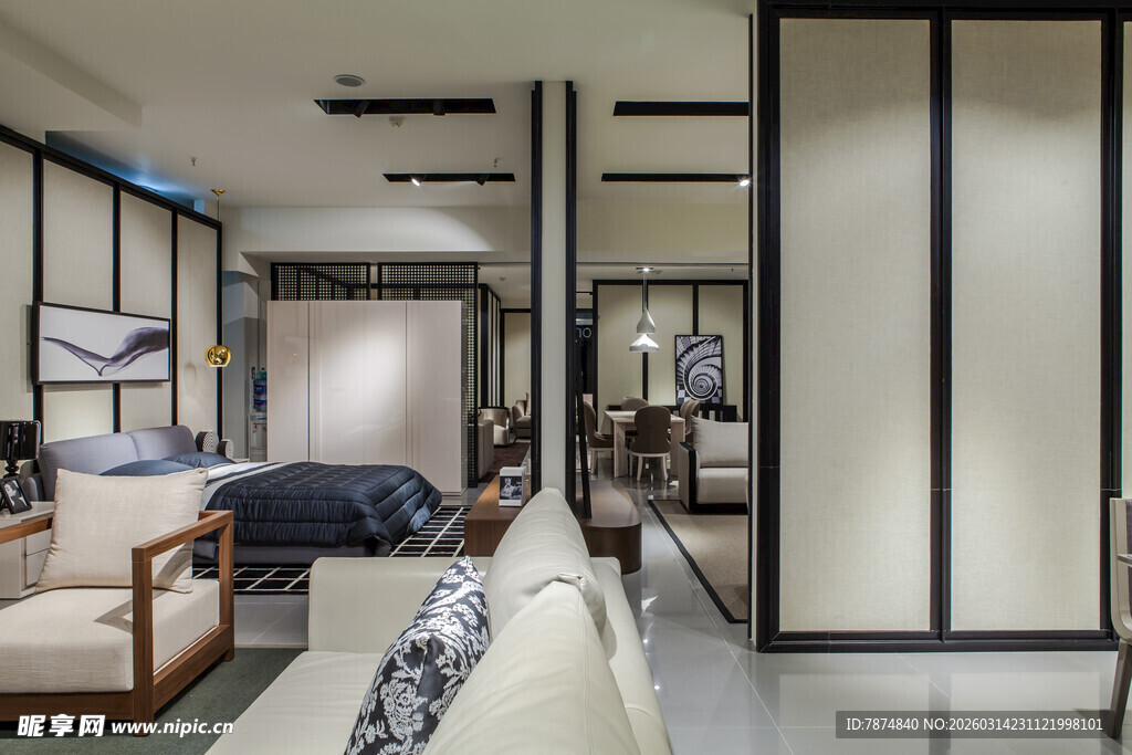 现代中式风格卧室空间