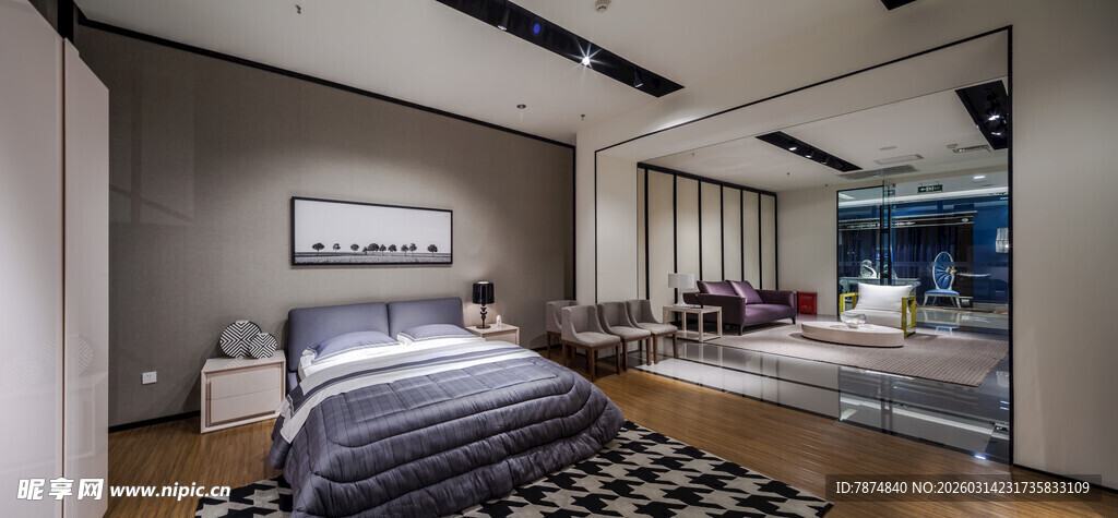 现代简约风格卧室室内图