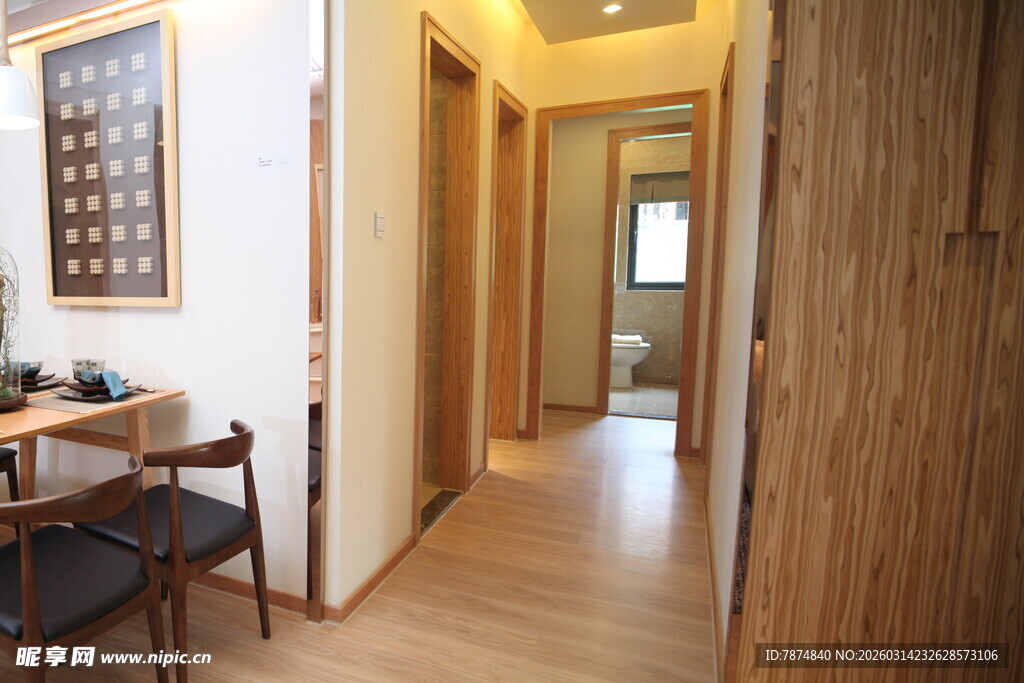 简约木质风室内走廊空间