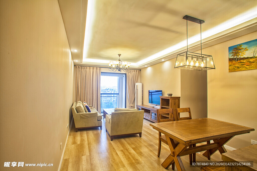 温馨简约风客厅餐厅空间