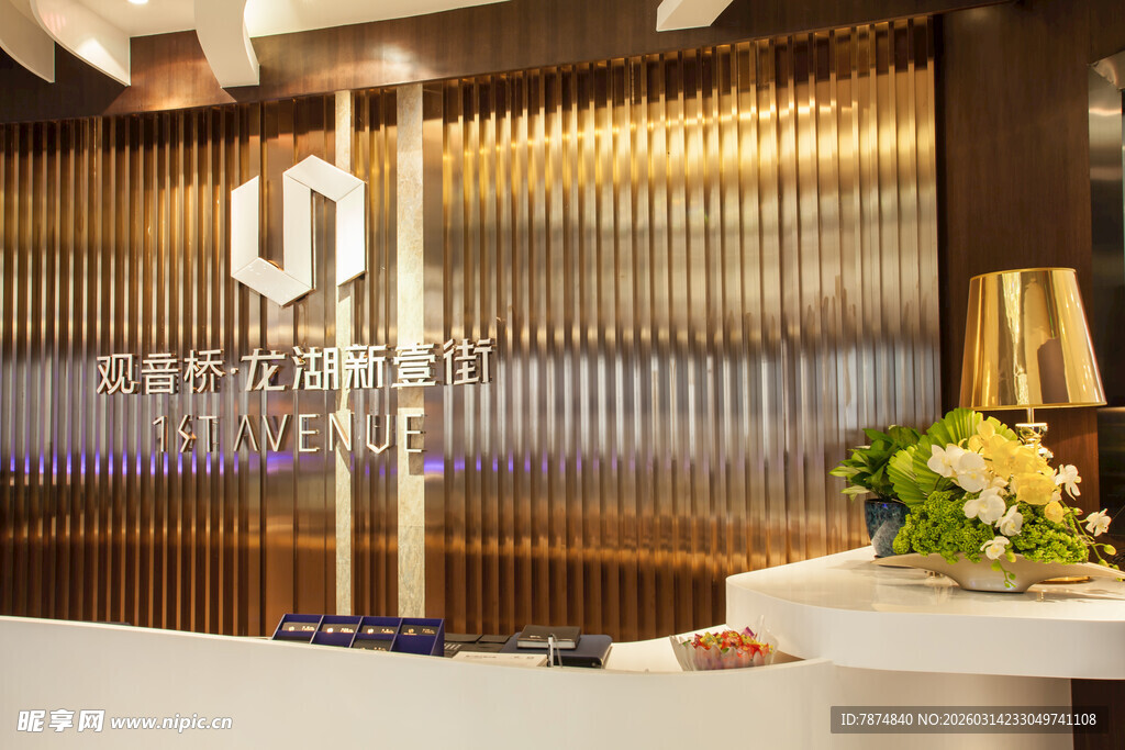现代奢华前台接待区场景