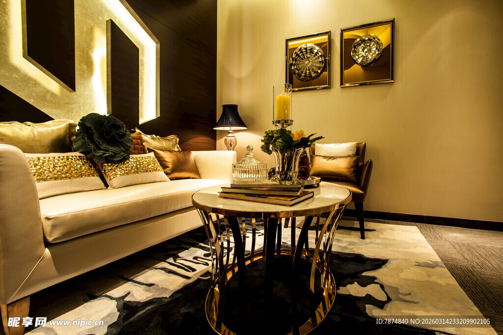 温馨现代风客厅室内场景