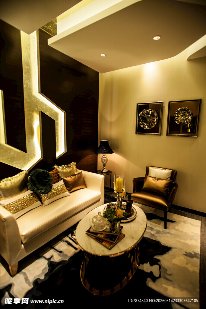 现代奢华风客厅室内设计